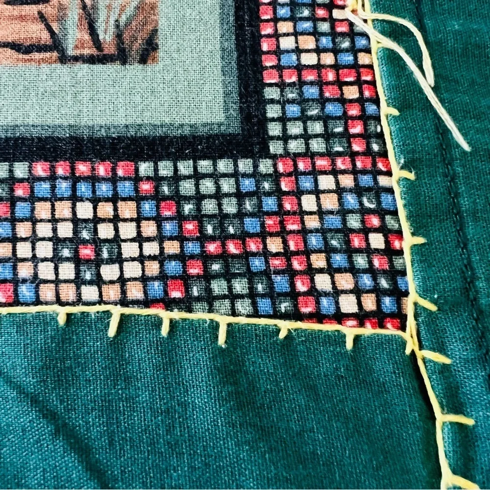 76”x52” Vintage Indian On Horse Eagles and wolfs Quilt.